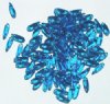 100 3x11mm Transparent Dark Aqua Dagger Beads